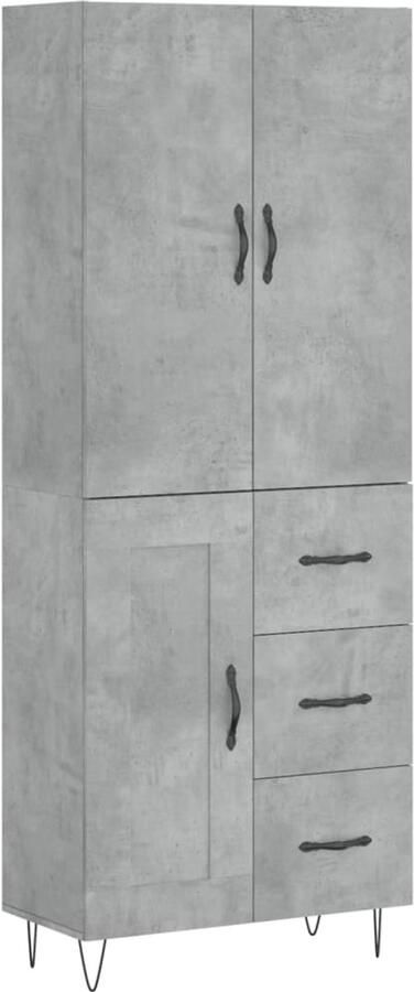 VidaXL Hoge kast 69 5x34x180 cm Betongrijs Hoge Kast Opbergkast Beton Grijs Houten Kast Moderne Kast