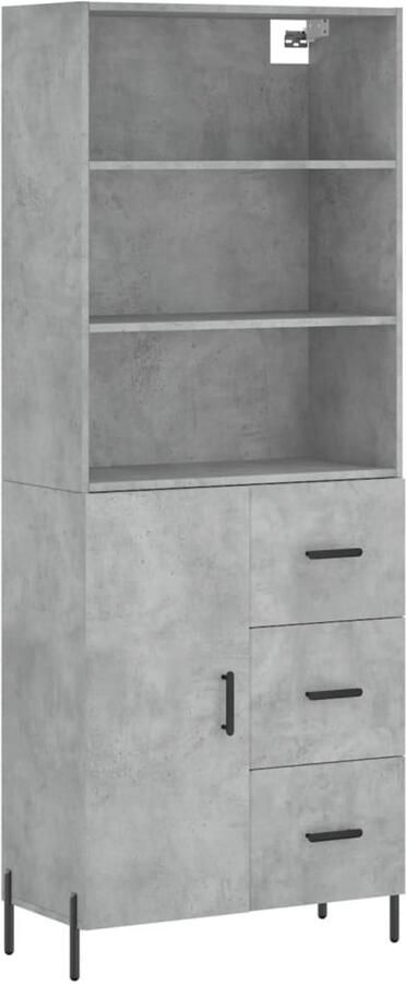 VidaXL Hoge Kast 69 5x34x180 cm Betongrijs Hoge Kast Betongrijs Houten Kast Opbergkast Kledingkast