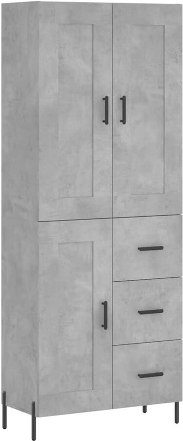 VidaXL Hoge Kast Bewerkte Hout Betongrijs 180 cm Hoge Kast Dressoir Buffetkast Houten Kast Grijze Kast