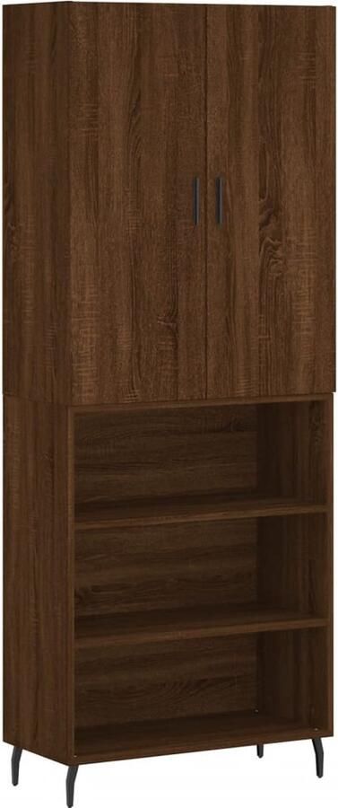 VidaXL Hoge kast Bruin eiken 69 5x34x180 cm Hoge Kast Opbergkast Houten Kast Bruine Eiken Kast - Foto 6