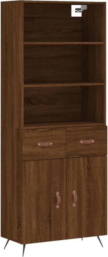 VidaXL Hoge kast Bruin eiken 69 5x34x180 cm Hoge Kast Opbergkast Houten Kast Bruine Eiken Kast - Foto 4