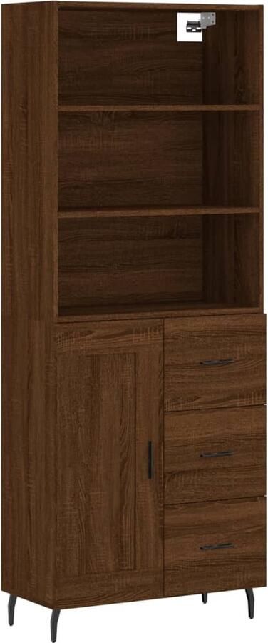 VidaXL Hoge Kast Bruin Eiken 69 5x34x180 cm Hoge Kast Dressoir Buffetkast Houten Kast Bruine Eiken - Foto 2