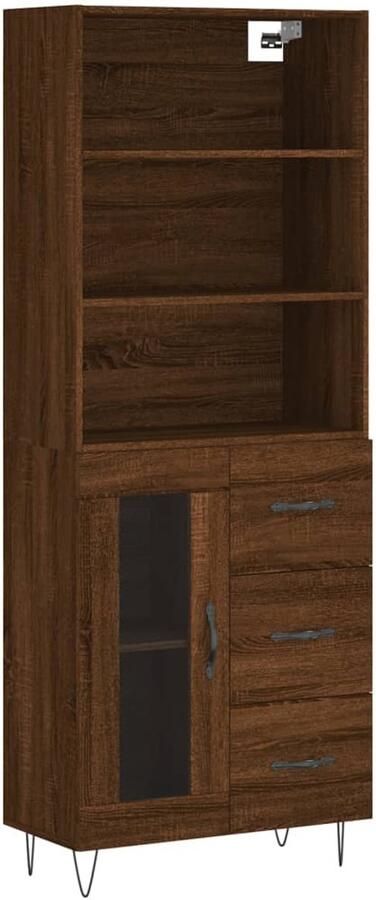 VidaXL Hoge Kast Bruin Eiken 69 5x34x180 cm Hoge Kast Opbergkast Kastbruin Houten Kast Woonkamerkast