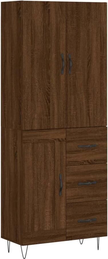 VidaXL Hoge kast Bruin eikenkleur 69 5x34x180 cm Hoge Kast Dressoir Buffetkast Houten Kast Bruine Eiken Kleur - Foto 2