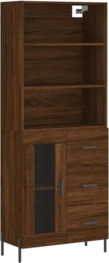 VidaXL Hoge kast Bruin eiken 69 5x34x180 cm Hoge Kast Houten Kast Bruine Eiken Kast Opbergkast - Foto 2