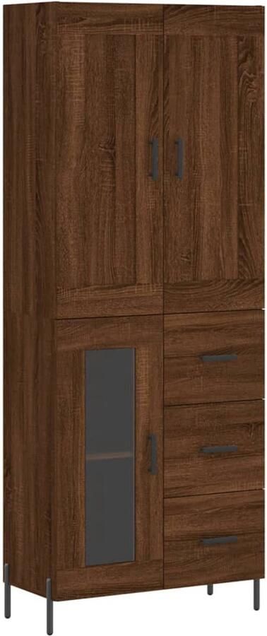 VidaXL Bruine Eiken Kleur Hoge Kast Hoge kast 69 5x34x180 cm bewerkt hout bruin eikenkleur Houten Kast Met Lades Opbergkast - Foto 2
