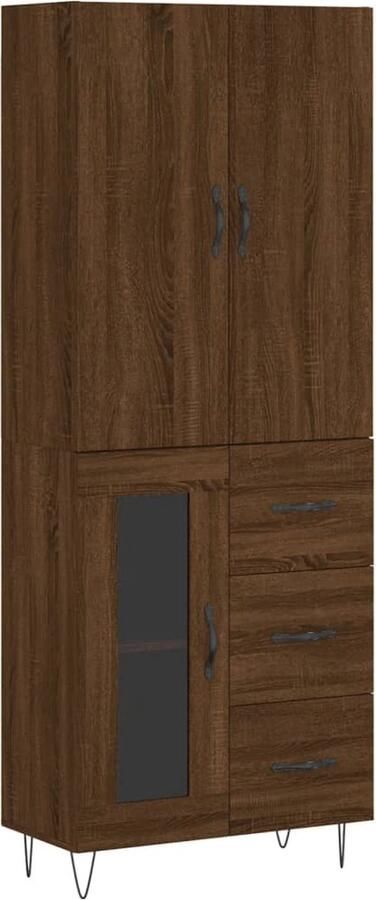 VidaXL Hoge Kast Bruineiken 69 5x34x180 cm Hoge Kast Houten Kast Opbergkast Dressoir Buffetkast - Foto 2