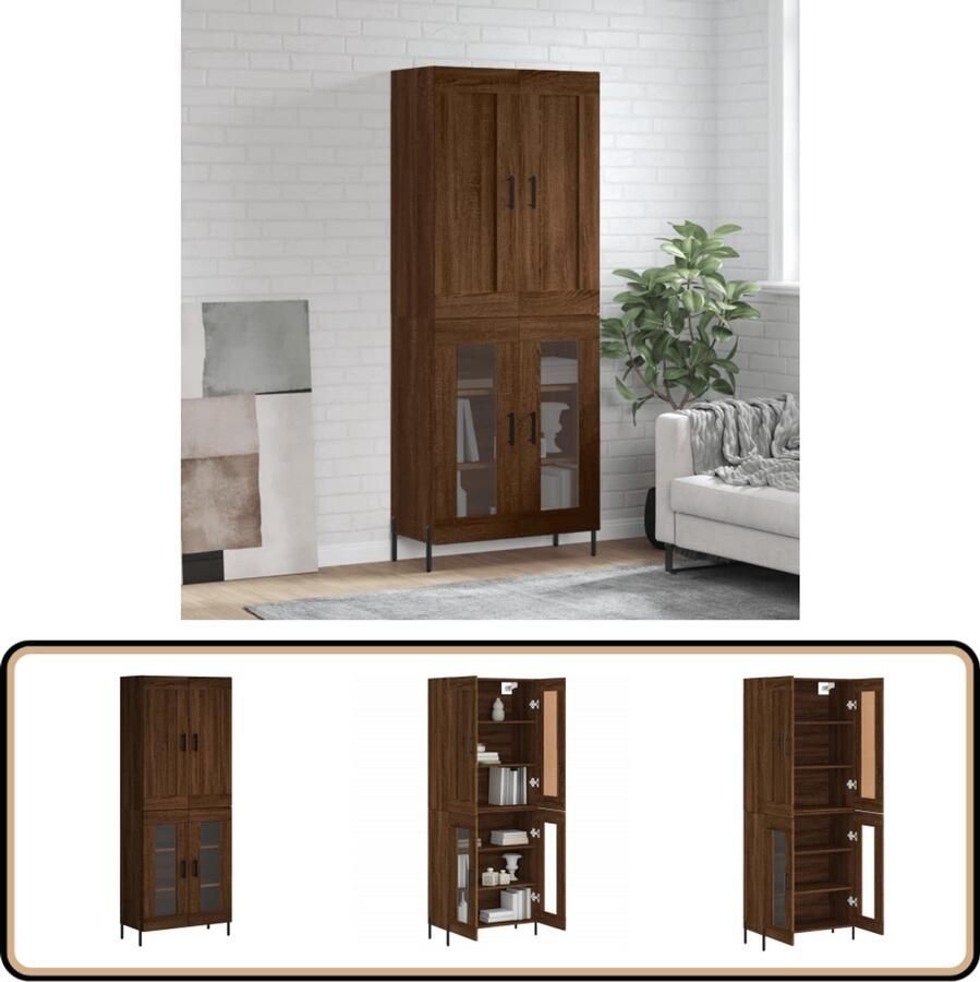 VidaXL Hoge Kast 69 5x34x180 cm Bruineiken Hoge Kast Opbergkast Kast Houten Kast Bruine Eiken Kast