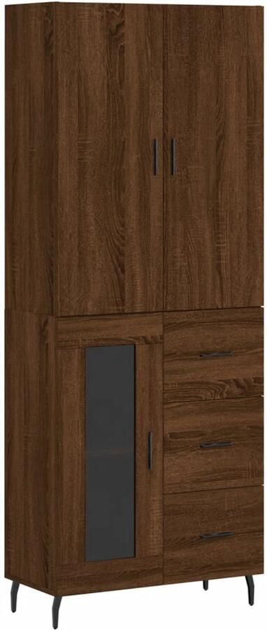VidaXL Hoge kast 69 5x34x180 cm Bruin eiken Hoge Kast Dressoir Buffetkast Houten Kast Bruine Kast