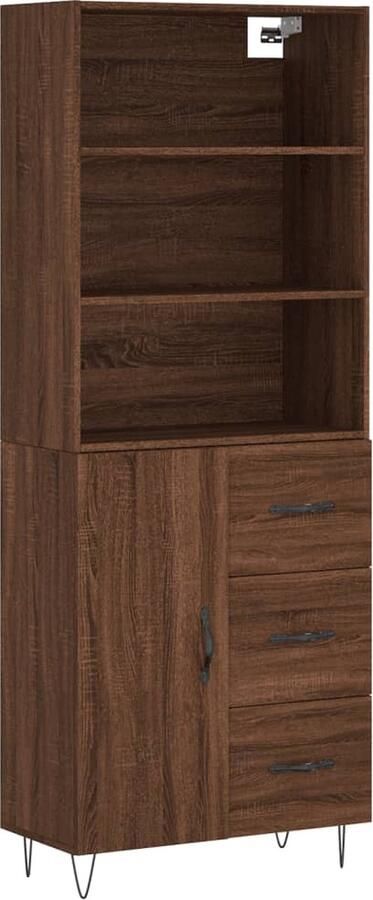 VidaXL Hoge kast bruin eiken 69 5x34x180 cm Hoge Kast Houten Kast Bruine Kast Opbergkast Woonaccessoires - Foto 2