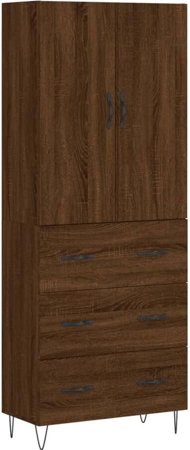 VidaXL Hoge Kast 69 5x34x180 cm Bruin Eiken Hout Hoge Kast Houten Kast Bruine Eiken Kast Opbergkast