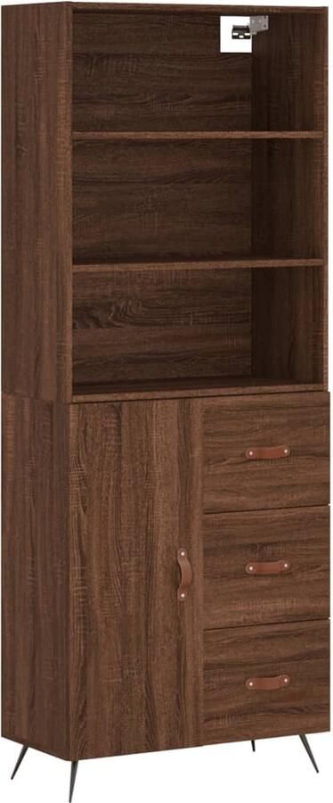 VidaXL Hoge Kast Bruin Eiken 69 5x34x180 cm Hoge Kast Opbergkast Houten Kast Bruine Kast