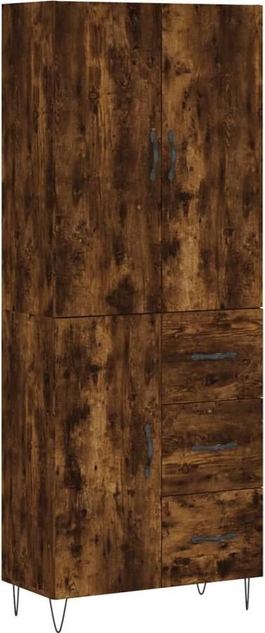 VidaXL Hoge Kast Gerookt Eiken 180 cm Hoge Kast Dressoir Buffetkast Opbergkast Houten Kast - Foto 2