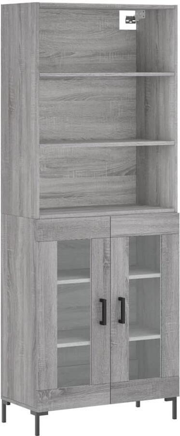VidaXL Hoge Kast Grijs Sonoma Eik 69 5x34x180 cm Hoge Kast Opslagkast Grijze Kast Houten Kast Salontafel