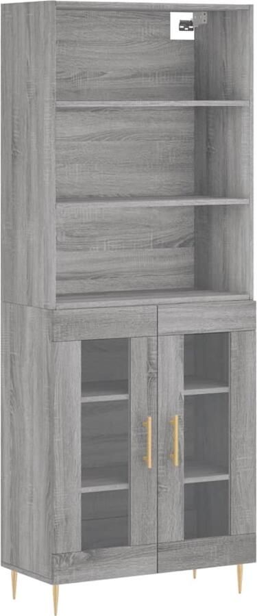 VidaXL Hoge kast Grijs Sonoma Eiken 69 5x34x180 cm Hoge Kast Opbergkast Grijze Kast Houten Kast Salontafel - Foto 2