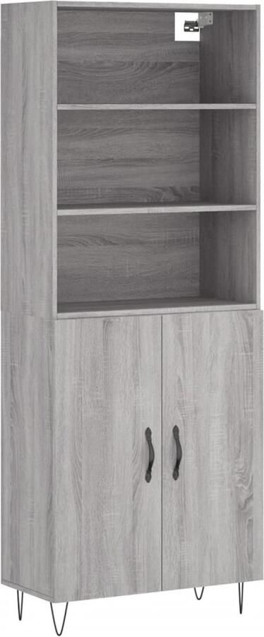 VidaXL Hoge Kast Grijs Sonoma Eiken 69 5x34x180 cm Hoge Kast Grijze Kast Houten Kast Opbergkast Salontafel