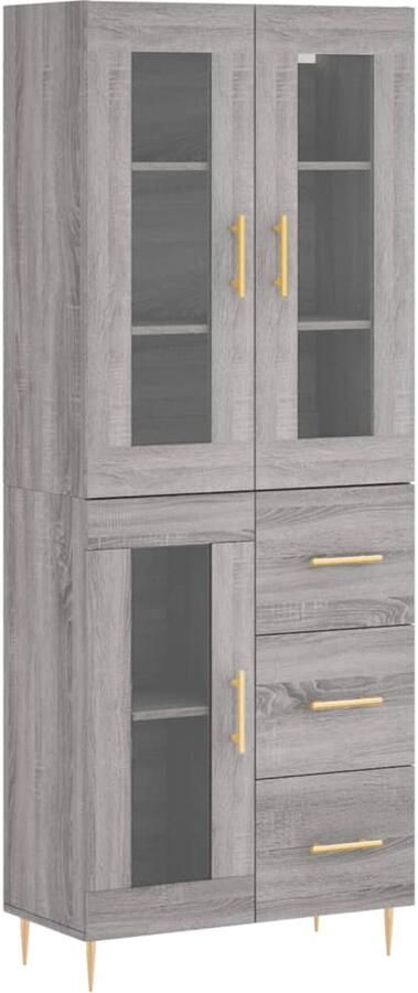 VidaXL Hoge kast grijs sonoma eiken 180 cm Hoge Kast Dressoir Buffetkast Opbergkast