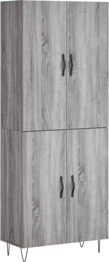 VidaXL Hoge kast grijs sonoma eiken 69 5x34x180 cm Hoge Kast Opbergkast Grijssoma Eiken Houten Kast Met Laden - Foto 2