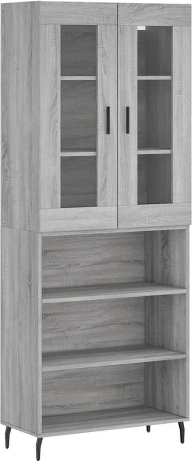 VidaXL Hoge kast 69 5x34x180 cm Grijs Sonoma Eiken Hoge Kast Dressoir Buffetkast Opbergkast Grijze Kast - Foto 3