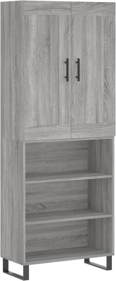 VidaXL Hoge Kast 69 5x34x180 cm Grijs Sonoma Eiken Hoge Kast Boekenkast Dressoir Buffetkast Grijze Kast