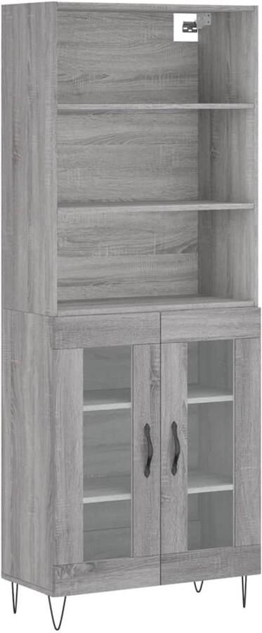VidaXL Hoge Kast 69 5x34x180 cm Grijs Sonoma Eiken Hoge Kast Grijze Kast Houten Kast Salontafel - Foto 2