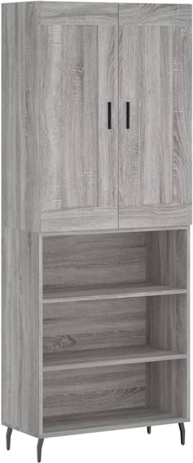 VidaXL Hoge kast 180 cm Grijs Sonoma Eiken Hoge Kast Boekenkast Opbergkast Grijze Kast Houten Kast