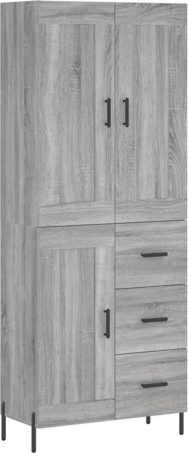 VidaXL Hoge kast 69 5x34x180 cm Grijs Sonoma Eiken Hoge Kast Dressoir Buffetkast Opbergkast Grijze Kast - Foto 5