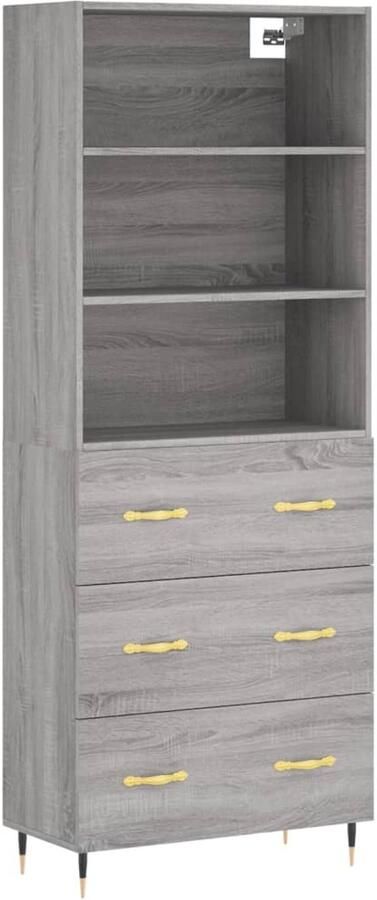 VidaXL Hoge Kast Grijs Sonoma Eiken 69 5x34x180 cm Hoge Kast Grijze Kast Houten Kast Salontafel
