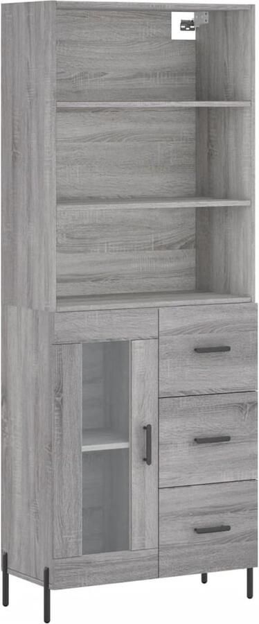 VidaXL Hoge Kast Grijs Sonoma Eiken 69 5x34x180 cm Hoge Kast Opbergkast Houten Kast Grijze Kast