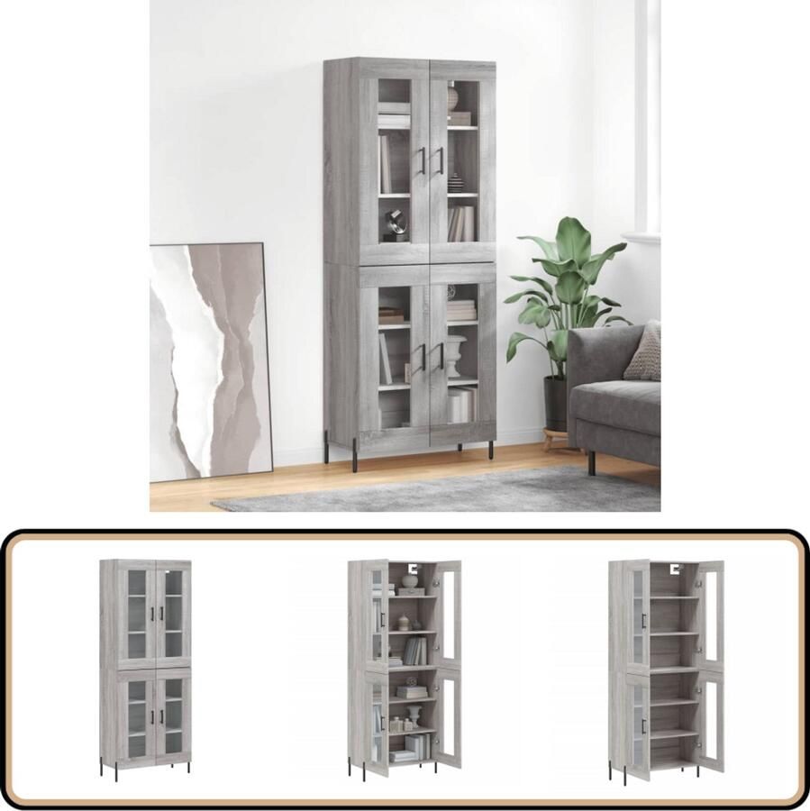 VidaXL Hoge kast Grijs sonoma eiken 69 5x34x180 cm Hoge Kast Kledingkast Opslagoplossing Houten Kast Grijze Kast