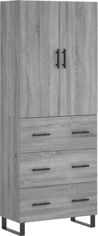VidaXL Hoge Kast Grijs Sonoma Eiken 69 5x34x180cm Hoge Kast Opslagkast Houten Kast Grijze Kast Salontafel - Foto 2