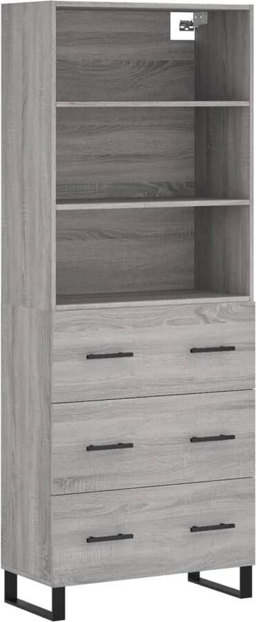 VidaXL Hoge Kast Grijs Sonoma Eiken 69 5x34x180 cm Hoge Kast Kledingkast Opslagoplossing Houten Kast Grijze Kast - Foto 2