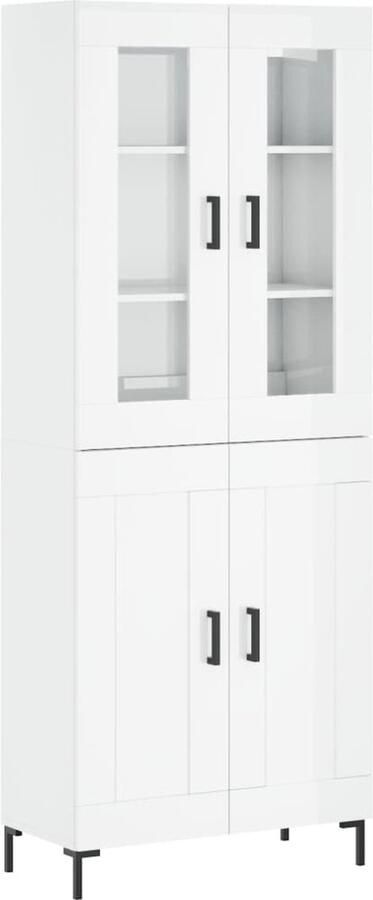 VidaXL Hoge kast 69 5x34x180 cm Hoogglans wit Hoge Kast Dressoir Buffetkast Witte Kast - Foto 2