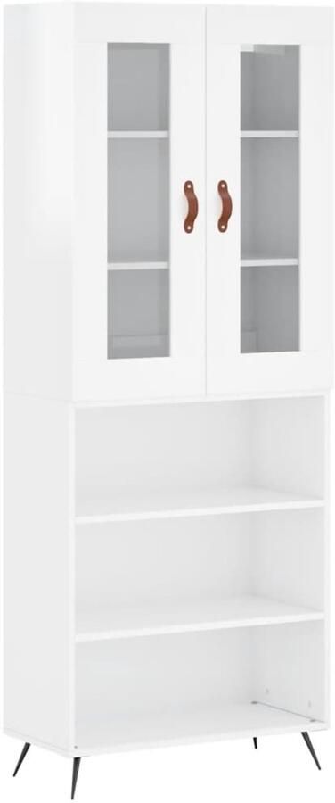 VidaXL Hoge kast Hoogglans wit 69 5x34x180 cm Hoge Kast Witte Kast Opbergkast Keukenmeubel Houten Kast