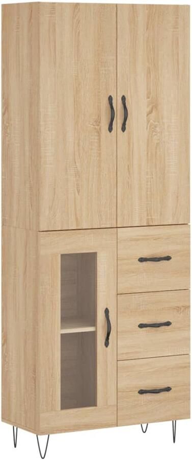VidaXL Hoge Kast 69 5x34x180 cm Bewerkt Hout Sonoma Eiken Hoge Kast Kasten Salontafel Woonkamermeubilair Houten Kast
