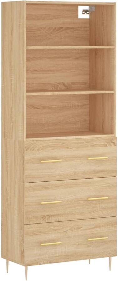 VidaXL Hoge Kast Sonoma Eiken 69 5x34x180 cm Hoge Kast Houten Kast Dressoir Buffetkast Opslagruimte