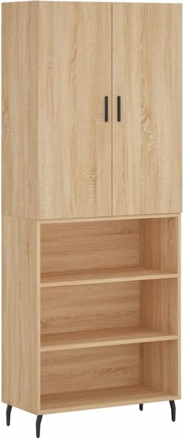 VidaXL Hoge kast Sonoma eiken 69 5x34x180 cm Hoge Kast Boekenkast Opbergkast Sonome Eiken Houten Kast