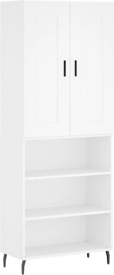 VidaXL Hoge Kast Wit 69 5x34x180 cm Bewerkt Hout Hoge Kast Opbergkast Boekenkast Dressoir Buffetkast - Foto 2