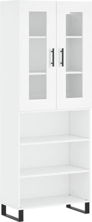 VidaXL Hoge kast Wit Bewerkt hout 69 5x34x180 cm Hoge Kast Kledingkast Opslagoplossing Houten Kast Wit Meubel