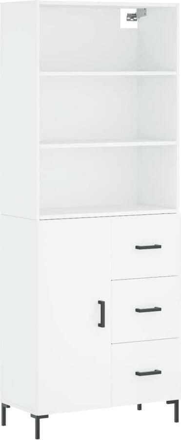 VidaXL Hoge Kast Bewerkte Hout Wit 69 5x34x180 cm Hoge Kast Dressoir Buffetkast Houten Kast Witte Kast