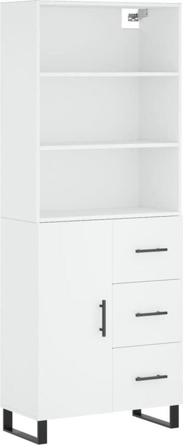 VidaXL Hoge Kast Wit 69 5x34x180 cm Bewerkt Hout Hoge Kast Dressoir Buffetkast Witte Kast Houten Kast