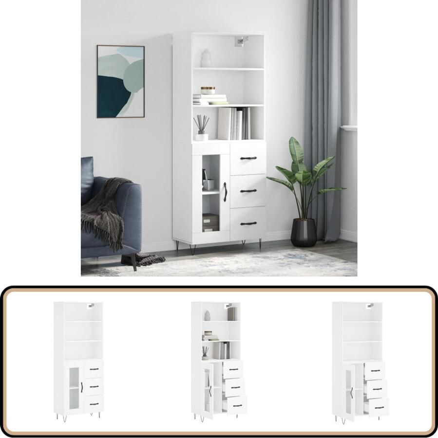 VidaXL Hoge Kast Wit 69 5x34x180 cm Hoges Kast Opbergkast Houten Kast Wit Kast Keukenopslag