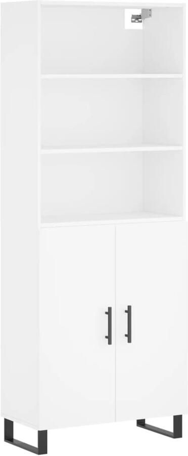 VidaXL Hoge Kast Wit Bewerkt Hout 69 5x34x180 cm Hoge Kast Witte Kast Houten Kast Opslagkast Badkamerkast