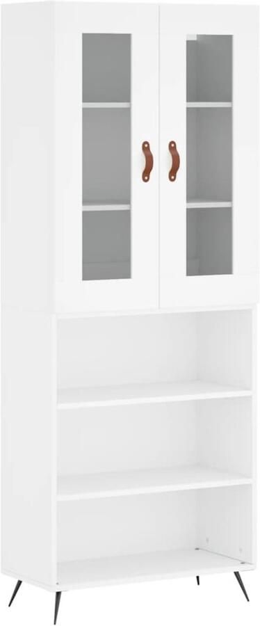 VidaXL Hoge Kast 69 5x34x180 cm Wit Hout Hoge Kast Opslagoplossing Houten Kast Wit Meubel Dressoir - Foto 2