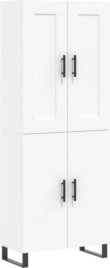 VidaXL Hoge kast 69 5x34x180 cm Hout Wit Hoge Kast Opbergkast Houten Kast Wit Kast Met Deuren - Foto 2