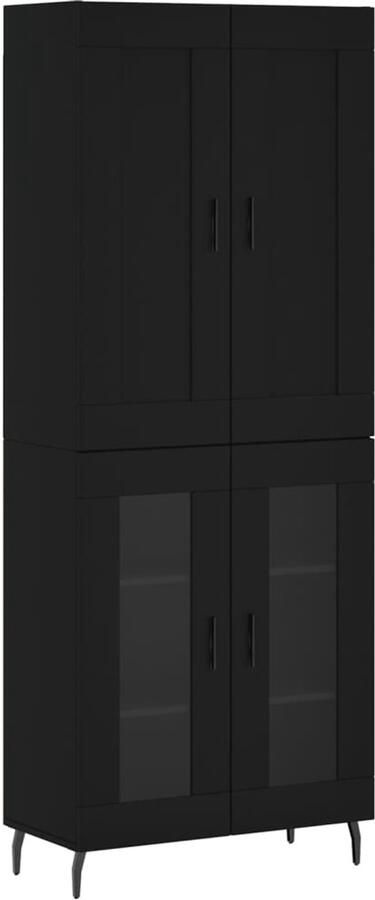 VidaXL Hoge Kast Zwart 69 5x34x180 cm Hoge Kast Opbergkast Houten Kast Zwarte Kast