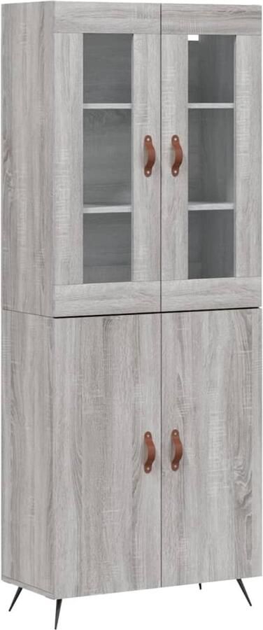 VidaXL Hoge Kast 69 5x34x180 cm Grijs Sonoma Hoge Kast Opslagoplossing Houten Kast Grijze Kast Salontafel