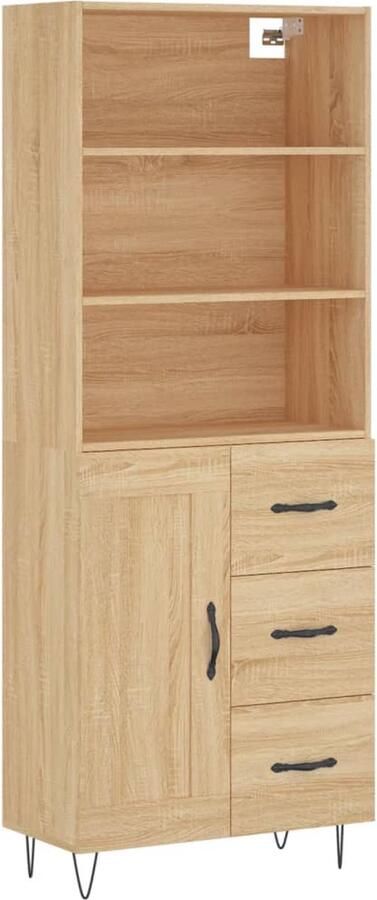 VidaXL Hoge kast 69 5x34x180 cm Sonoma eiken Hoge Kast Dressoir Buffetkast Houten Kast Sonomane Eiken