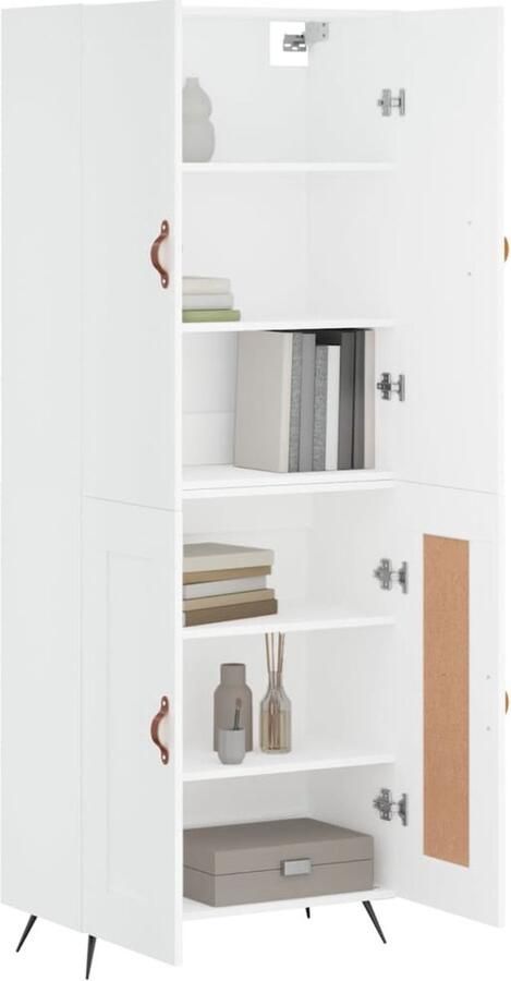 VidaXL Hoge Kast 69 5x34x180 cm Wit Hoge Kast Dressoir Opbergkast Houten Kast Wit Meubel