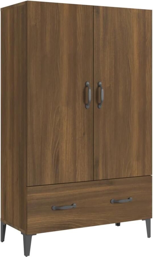 The Living Store Hoge kast 70x31x115 cm bewerkt hout bruin eikenkleur Hoge Kast Met Laden Bruine Eiken Boekenkast Woonkamermeubel - Foto 2